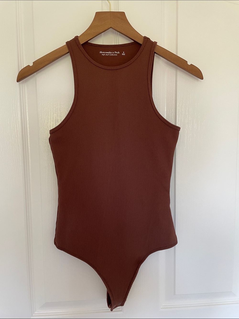 Abercrombie & Fitch Ribbed Chocolate Brown Tank One-Piece Bodysuit